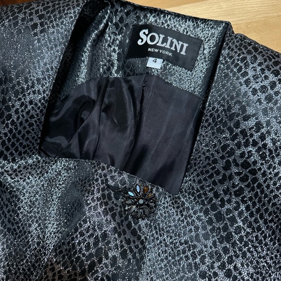 SOLINI New York Elegant Cache Evening Suit Snakeskin Black Metallic Silver 4 - Picture 16 of 16